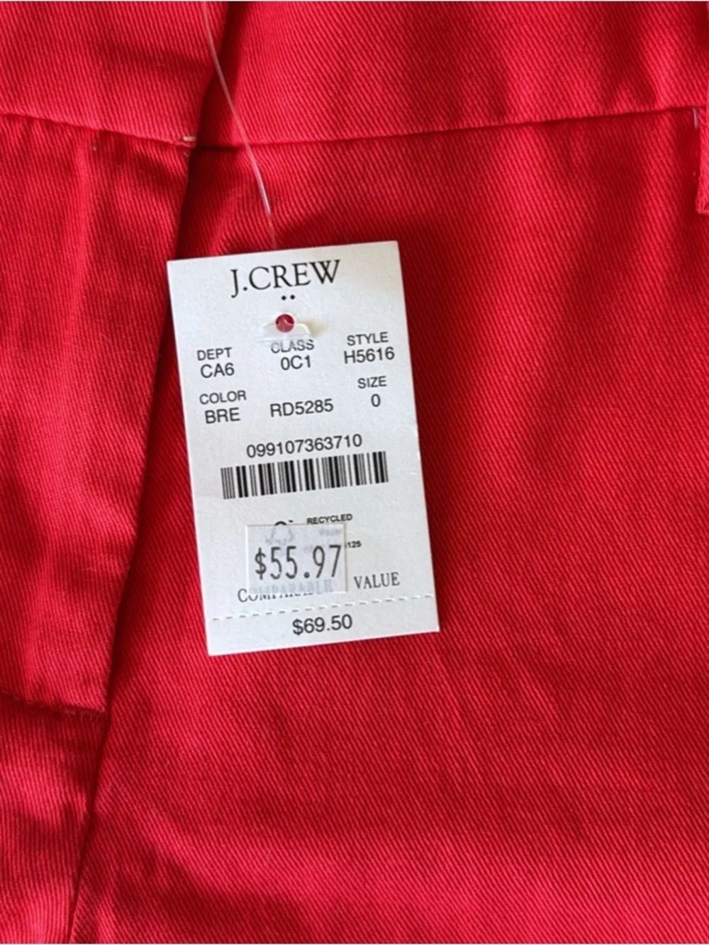 Red Jcrew women’s chino shorts NWT size 0